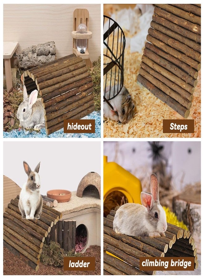 MUYG Large Wooden Rabbit Bridge Ladder,19.68 x 11.81 inches Flexible Bunny Tunnel Hideout House Hamster Natural Chew Toy Small Animal Climbing Ramp for Guinea Pig Chinchilla Rabbit Ferret Hedgehog - Image 3